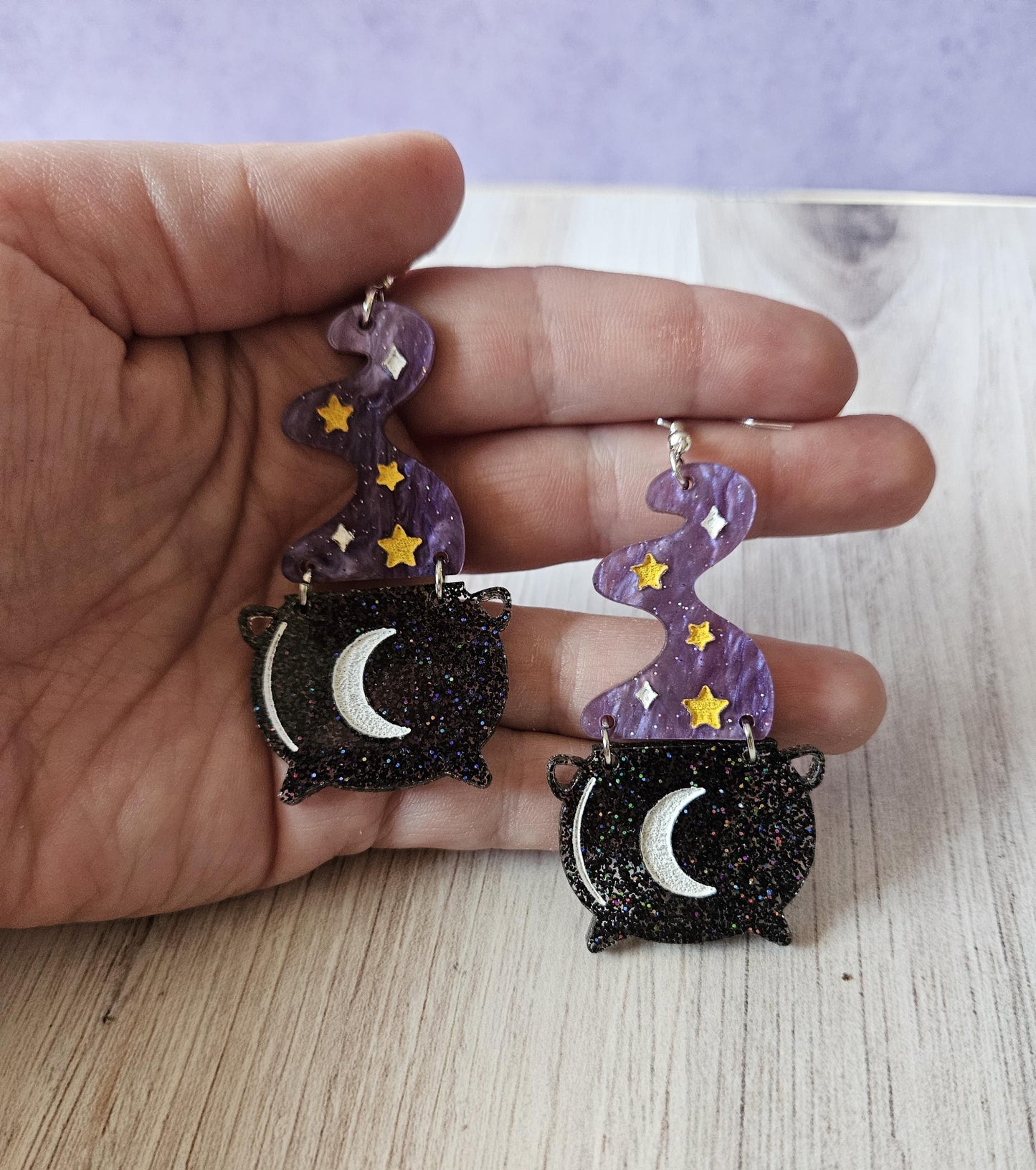 Purple Smoking Cauldron Acrylic Dangle Earrings