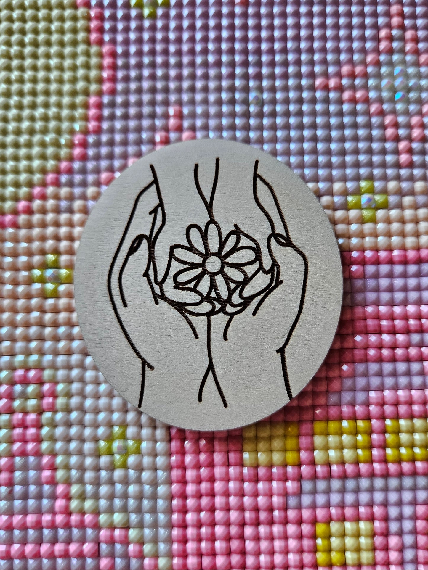 Mother and Child Hands Holding Flower Minder