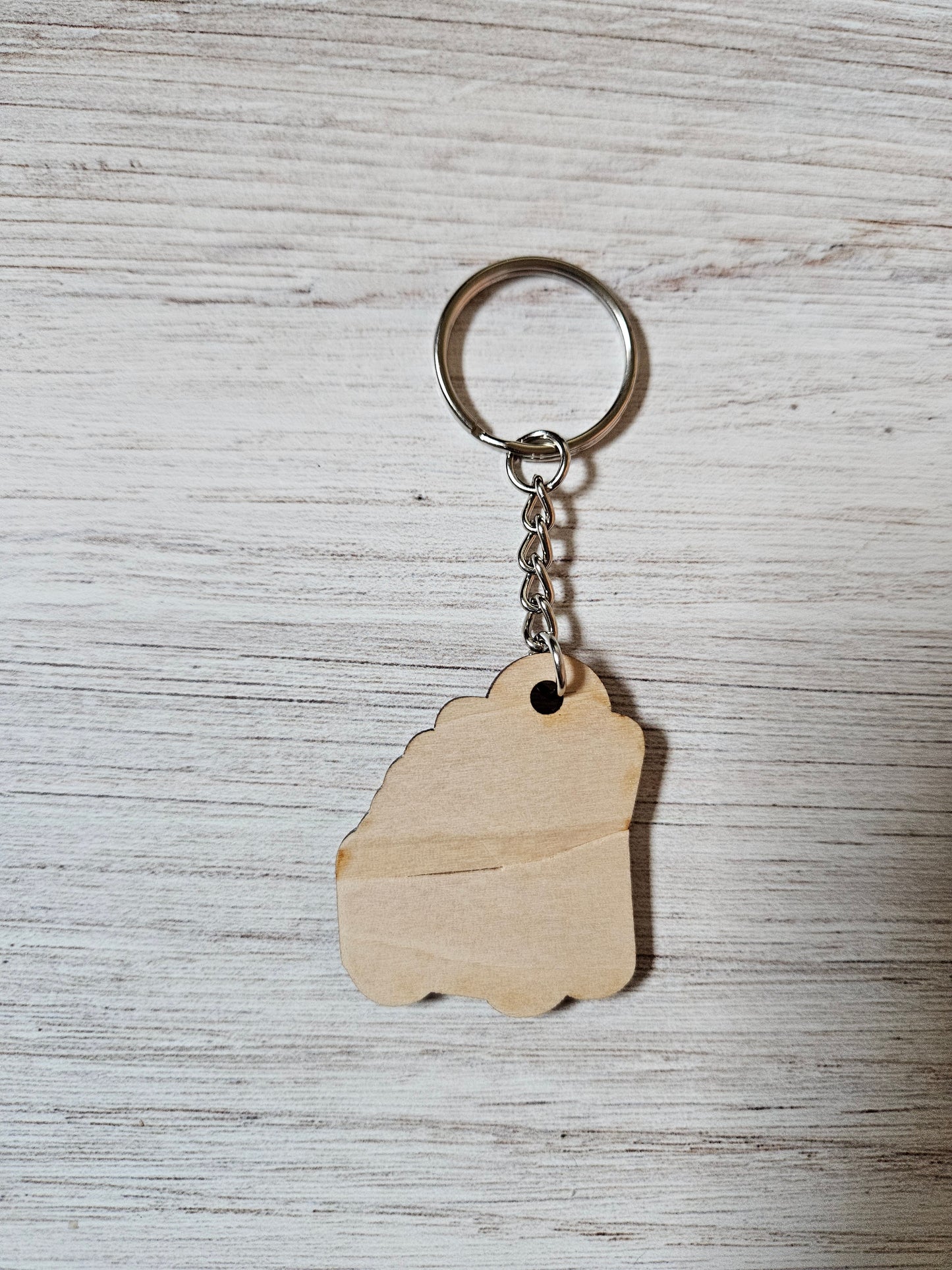 SECONDS Cute Dumpster Fire Hand Painted Wooden Keychain