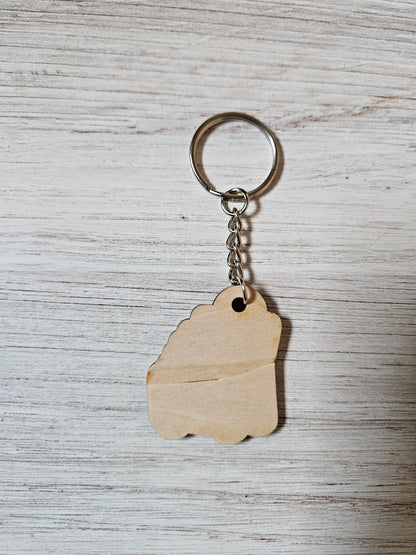 SECONDS Cute Dumpster Fire Hand Painted Wooden Keychain