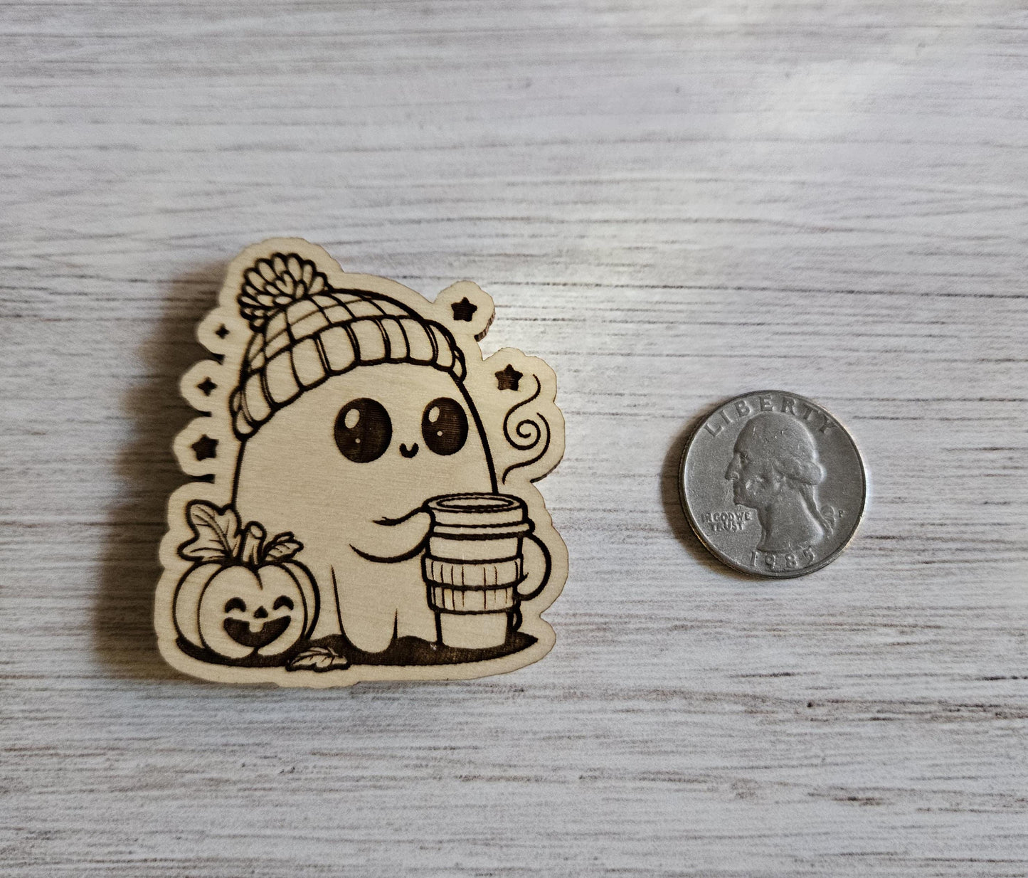 Cute Fall Ghost with Latte