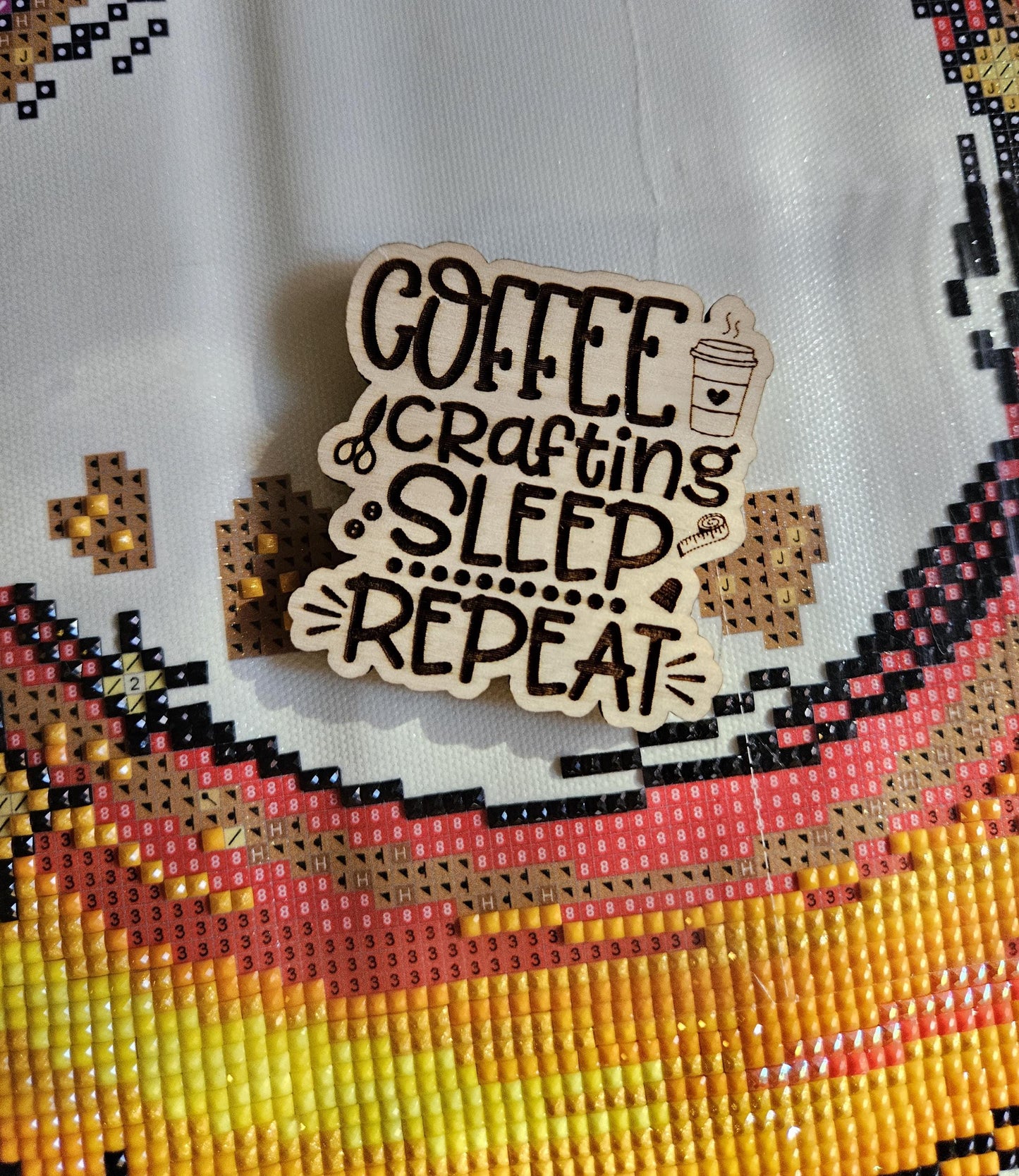 Coffee, Crafting, Sleep, Repeat Cover / Needle Minder