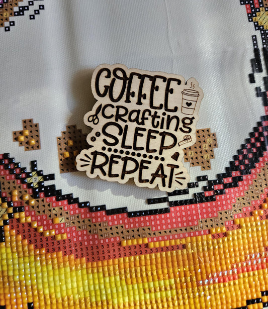Coffee, Crafting, Sleep, Repeat Cover / Needle Minder