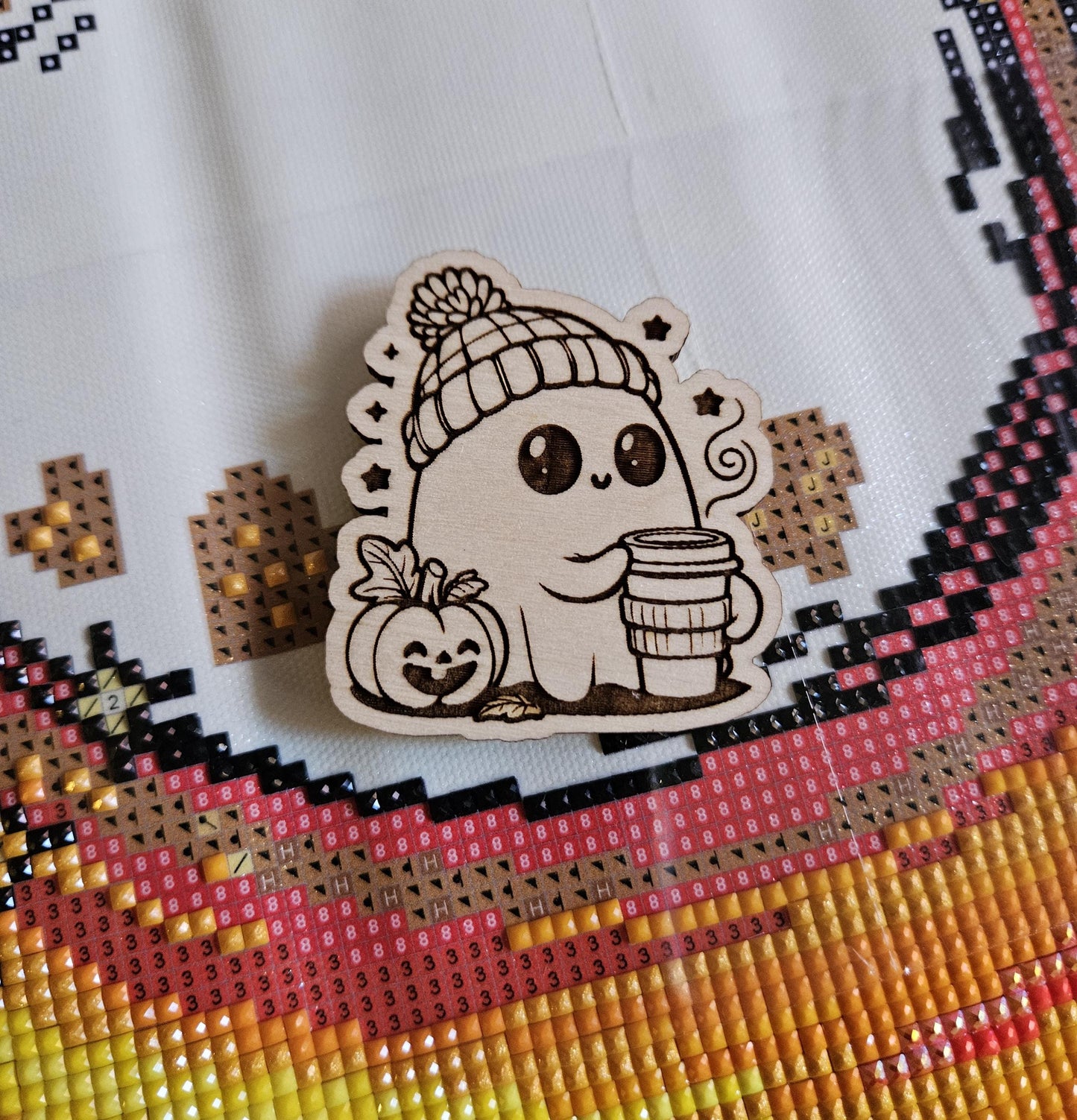 Cute Fall Ghost with Latte