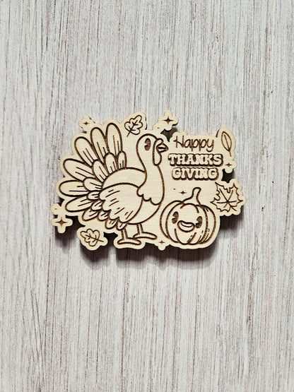 Happy Thanksgiving With Cute Turkey & Pumpkin