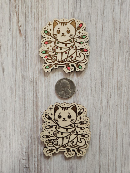 Cat Wrapped In Christmas Lights Needle Cover Minder