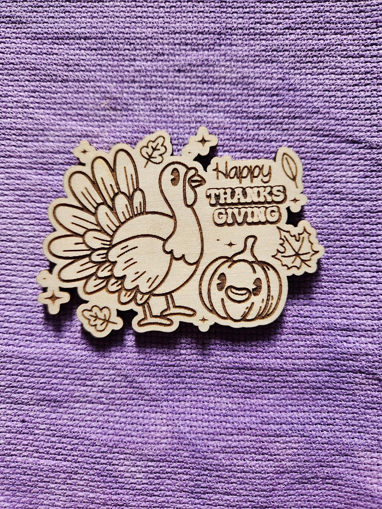 Happy Thanksgiving With Cute Turkey & Pumpkin