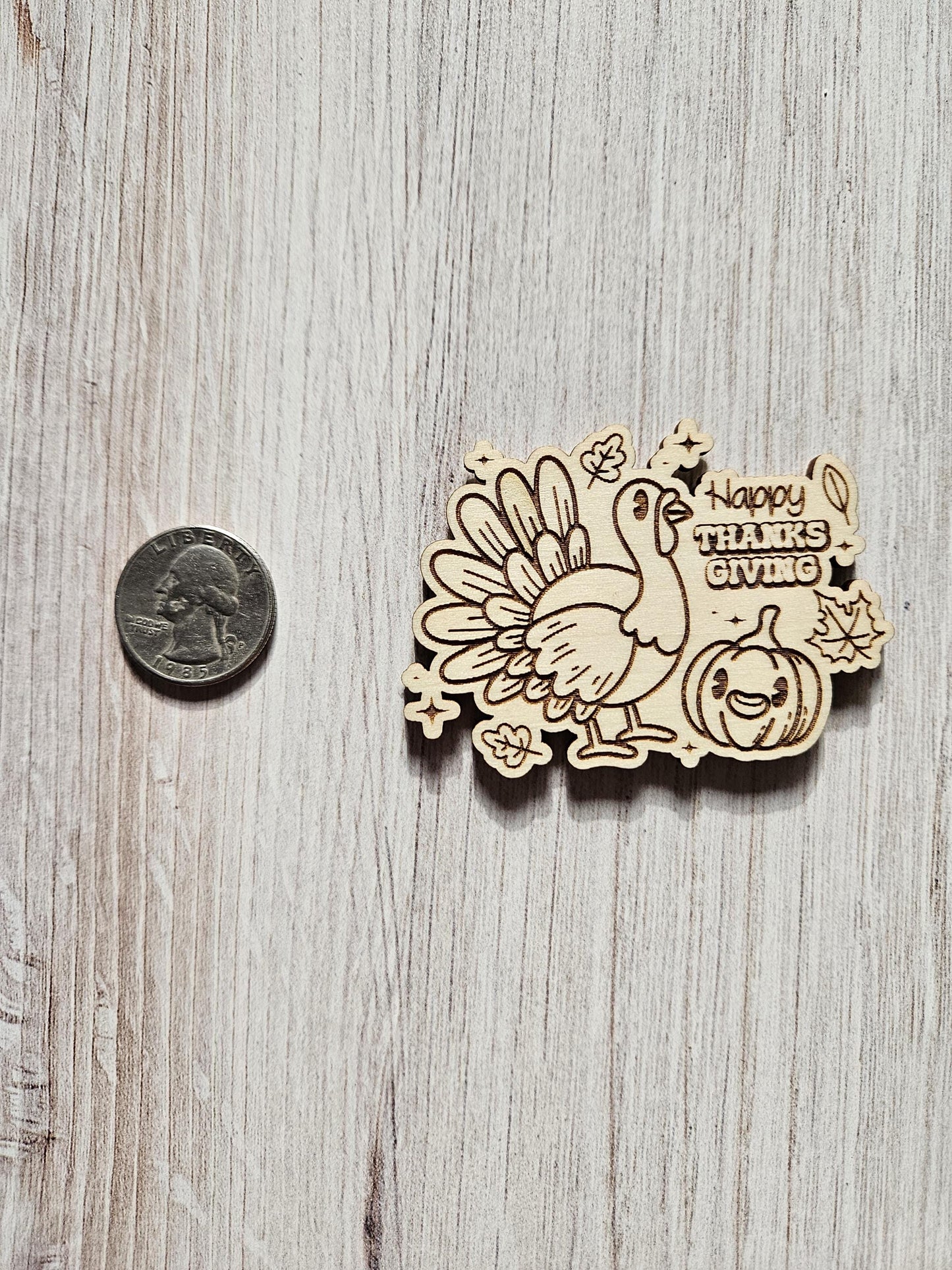 Happy Thanksgiving With Cute Turkey & Pumpkin