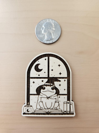 Cozy Frog Witch Window Cover Needle Minder