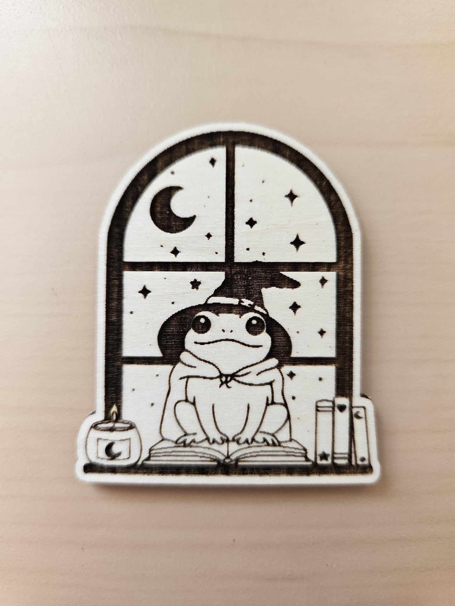 Cozy Frog Witch Window Cover Needle Minder