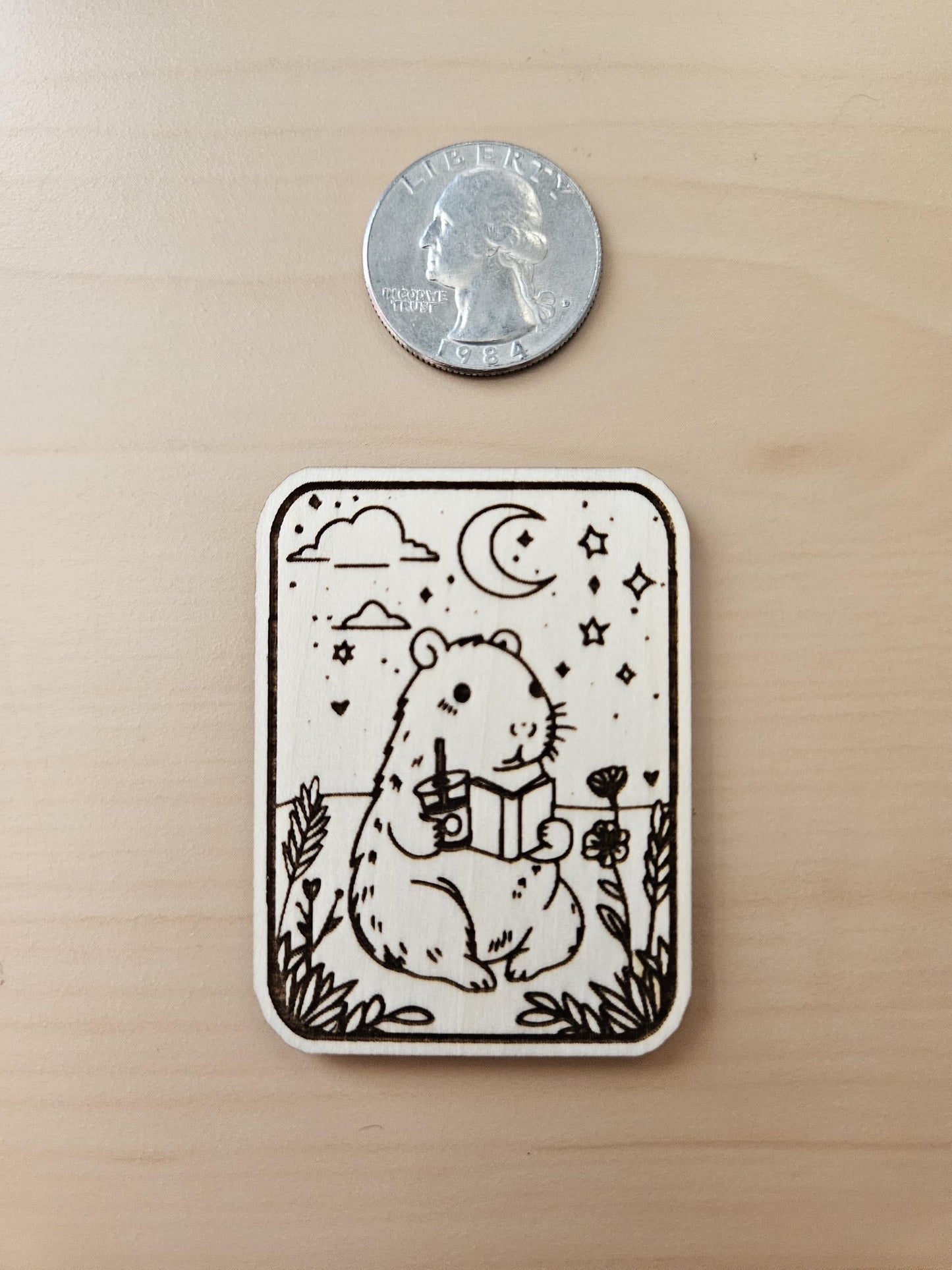 Cozy Capybara Reading Cover / Needle Minder