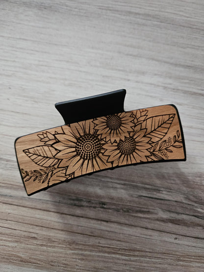 Three Sunflower 4.1" Hair Claw Clip