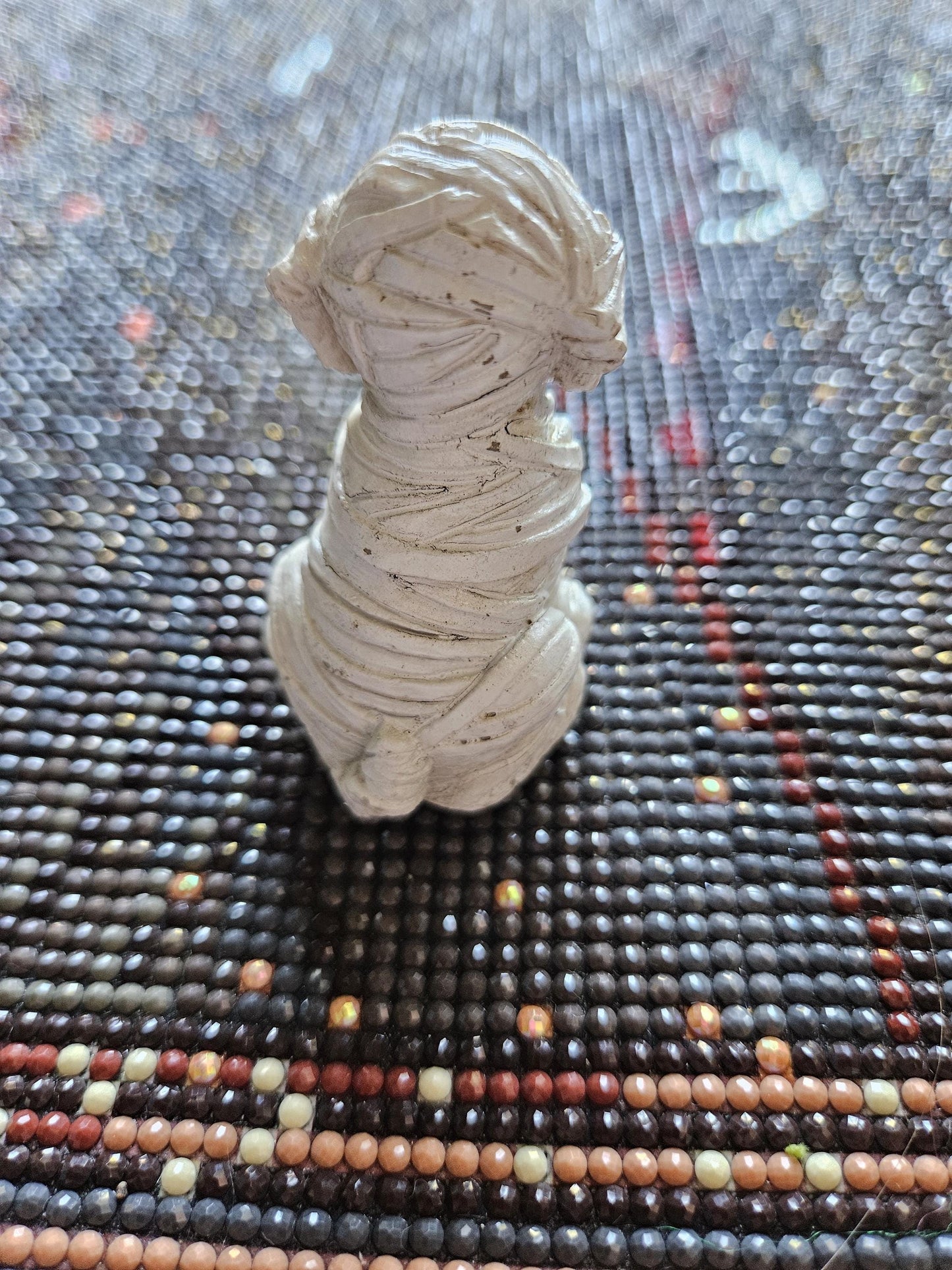 Adorable Mummy Dog with Pumpkin Ceramic Figure