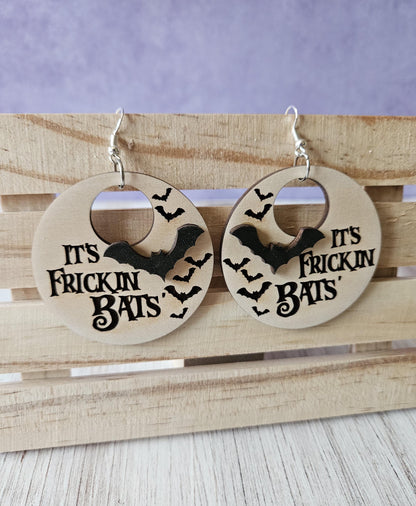 It's Frickin' Bats! 3D Wooden Dangle Earring