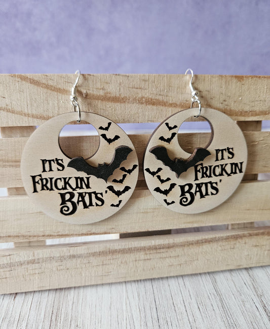 It's Frickin' Bats! 3D Wooden Dangle Earring