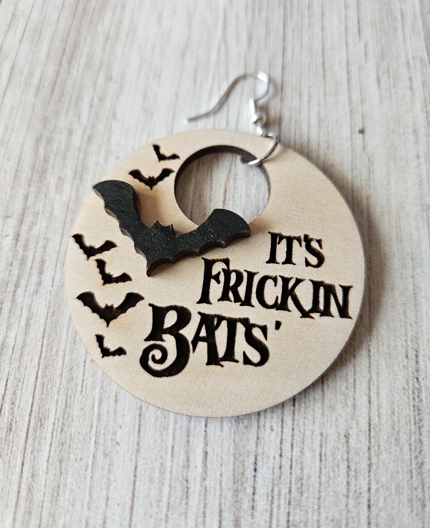 It's Frickin' Bats! 3D Wooden Dangle Earring