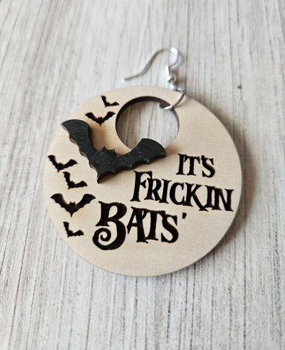 It's Frickin' Bats! 3D Wooden Dangle Earring