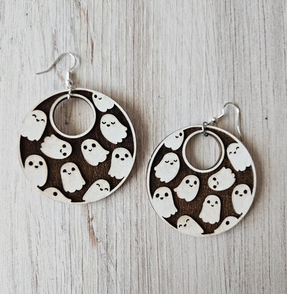 Engraved Ghosts Dangle Earrings