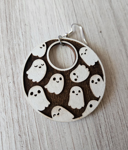 Engraved Ghosts Dangle Earrings