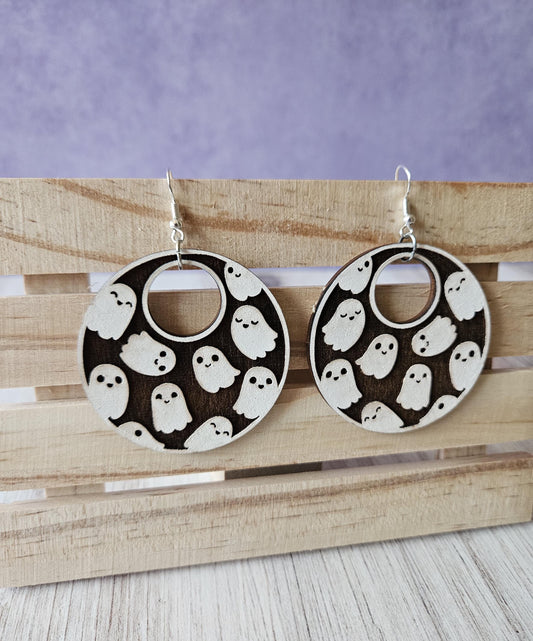Engraved Ghosts Dangle Earrings